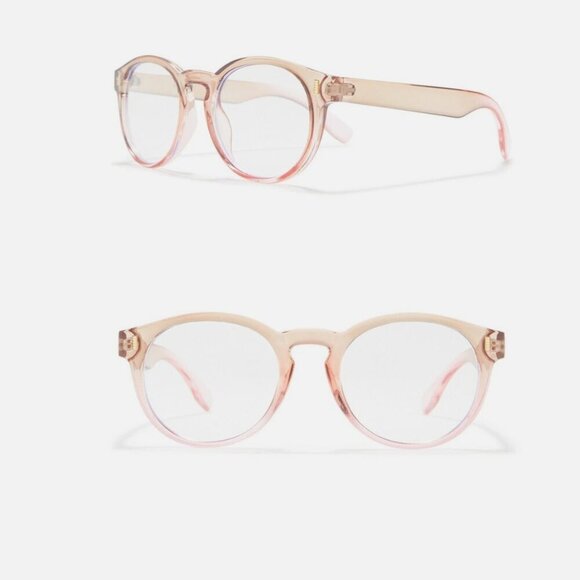 Nordstrom Office Chic Blue Light Computer Acetate Glasses Pink Nude 58mm - Picture 2 of 11